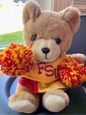 FSU Cheerleader Bear Plush VINTAGE 1983 w/Pom-Poms! Great shape for vintage